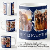Modernes Memory 6-Foto Collage Template Navy C41 Kaffeetasse