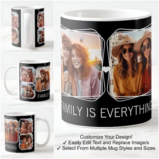 Modernes Memory 6-Fotocollage-Template Schwarz C00 Kaffeetasse