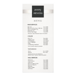 Modernes Menü aus silberfarbenem, schwarzem und we