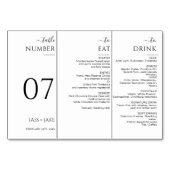 Modernes Menü für Hochzeiten Tischnummer (Rückseite)