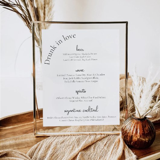 Modernes Menü für Hochzeitssender Bar Poster