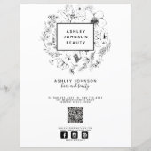 Modernes Menü mit QR Code Schwarz-weiß Wellness-Ce (Rückseite)