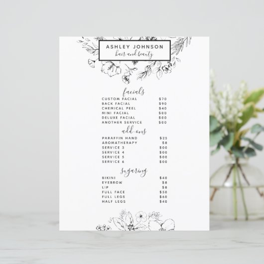 Modernes Menü mit QR Code Schwarz-weiß Wellness-Ce (Stehend Vorderseite)