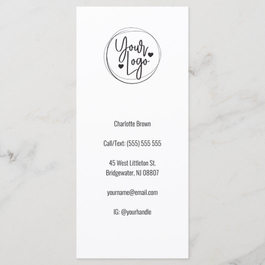 Modernes Menü mit Schwarz-Weiß-Service Menükarte (Rückseite)