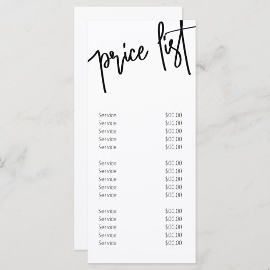 Modernes Menü mit Schwarz-Weiß-Service Menükarte (Vorne/Hinten)