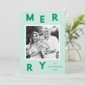 Modernes Merletter Mint & Green Foto Feiertagskarte (Stehend Vorderseite)