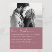 Modernes Merlot-Hochzeitmenü mit Foto Back Menükarte (Rückseite)