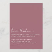 Modernes Merlot-Hochzeitmenü mit vielen Dankeschön Menükarte (Rückseite)