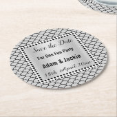 MODERNES MERMAID BLACK GRAYSAVE THE DATE UNTERSETZ RUNDER PAPPUNTERSETZER (Angewinkelt)