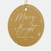 Modernes Merry-and-Bright-Script-Gold-Foto Keramik Ornament (Links)