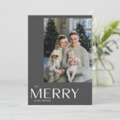 Modernes Merry Black Foto Wasserfarben Weihnachten (Stehend Vorderseite)