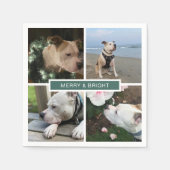 Modernes Merry & Bright 4 Foto Grid Paper Serviette (Vorderseite)