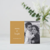 Modernes Merry & Bright Gold Weihnachten Foto (Stehend Vorderseite)