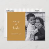 Modernes Merry & Bright Gold Weihnachten Foto (Vorne/Hinten)