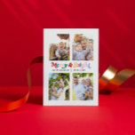 Modernes Merry & Bright Retro 4 Foto Feiertagspostkarte<br><div class="desc">Wir alle Liebe Urlaubstraditionen, und was besser zu feiern, als mit unserer modernen Merry & Bright farbigen Retro 4 Foto Holiday Postcard! Diese unvergessliche Postkarte zeichnet sich durch fröhliche und leuchtende Schriften aus, die in bunten Retro-Typografie geschrieben sind und eine lustige und moderne Ästhetik schaffen. Damit können Sie Ihre 4...</div>