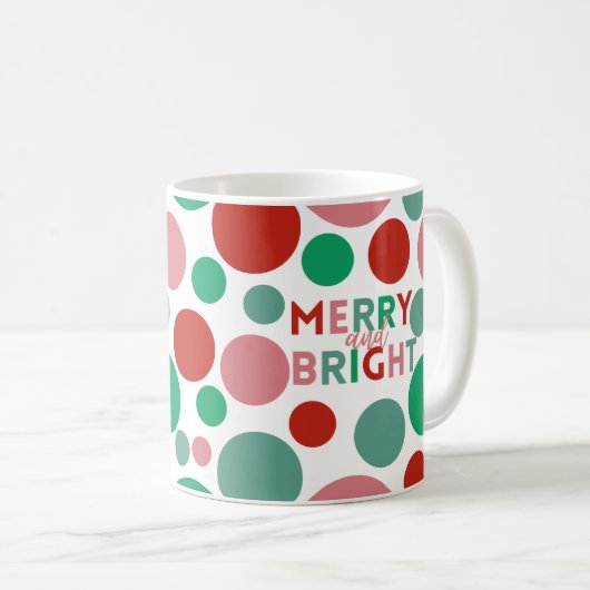 Modernes Merry & Bright Simple Polka Dot Muster Kaffeetasse (VorderseiteRechts)