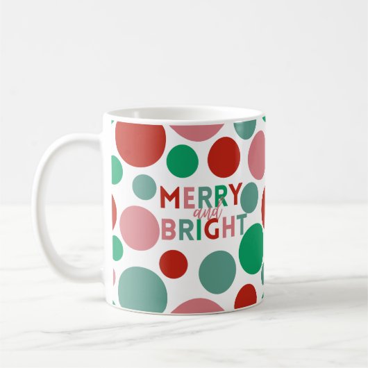Modernes Merry & Bright Simple Polka Dot Muster Kaffeetasse (Links)