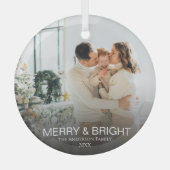 Modernes Merry & Bright Stilvolles Foto Ornament Aus Glas (Vorderseite)