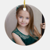 Modernes Merry & Bright Weihnachten Foto Pink & Gr Keramik Ornament (Hinten)