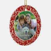 Modernes MERRY CHRISTMAS Red Snowflake Pattern Fot Keramik Ornament (Rechts)