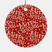 Modernes MERRY CHRISTMAS Red Snowflake Pattern Fot Keramik Ornament (Hinten)