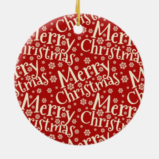 Modernes MERRY CHRISTMAS Red Snowflake Pattern Fot Keramik Ornament (Hinten)