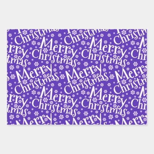 Modernes MERRY CHRISTMAS Snowflake Lila Pink Geschenkpapier Set (Vorderseite 2)
