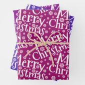 Modernes MERRY CHRISTMAS Snowflake Lila Pink Geschenkpapier Set (Beispiel)