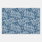 Modernes MERRY CHRISTMAS Snowflake Red Green Blue Geschenkpapier Set (Vorderseite)
