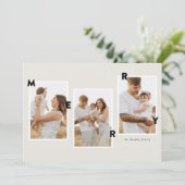 Modernes Merry-Foto Feiertagskarte (Stehend Vorderseite)