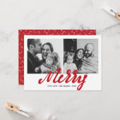 Modernes Merry | Holiday 2 quadratische Fotokarte Karte (Vorderseite/Rückseite Beispiel)