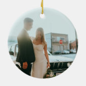 Modernes Merry Holiday Design Keramik Ornament (Hinten)