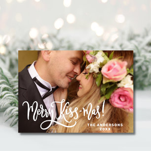 Modernes Merry Kiss-Mas Neugeborenes WeihnachtsFot Feiertagskarte