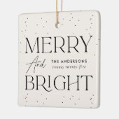 Modernes Merry-und Bright-Cream-Foto Keramikornament (Links)