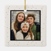 Modernes Merry-und Bright-Cream-Foto Keramikornament (Rückseite)