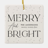 Modernes Merry-und Bright-Cream-Foto Keramikornament (Vorderseite)