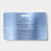 Modernes Metallic Blue Company Foto ID Ausweis (Rückseite)