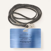 Modernes Metallic Blue Company Foto ID Ausweis (Rückseite mit Schlüsselband)