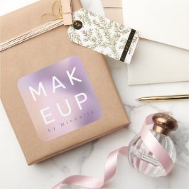 Modernes Metallic Ombre Makeup Artist Monogram Quadratischer Aufkleber