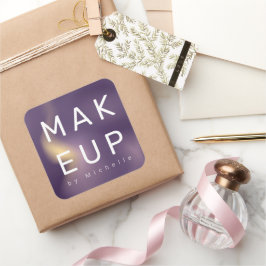 Modernes Metallic Ombre Makeup Artist Monogram Quadratischer Aufkleber