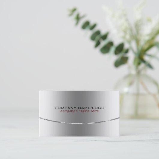 Modernes Metallic Shine Silver Design Visitenkarte (Stehend Vorderseite)
