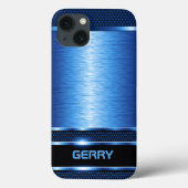 Modernes, metallisch blau geometrisches Design Gep Case-Mate iPhone Hülle (Rückseite)