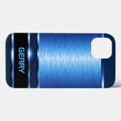 Modernes, metallisch blau geometrisches Design Gep Case-Mate iPhone Hülle (Rückseite (Horizontal))