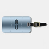 Modernes, metallisch blaues Edelstahl-Aussehen Gepäckanhänger (Vorderseite horizontal)