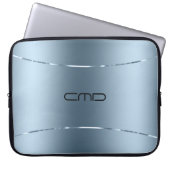 Modernes, metallisch blaues Edelstahl-Aussehen Laptopschutzhülle (Vorderseite)