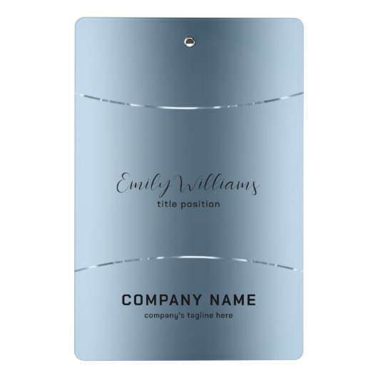 Modernes, metallisch blaues Edelstahl-Aussehen Mini Klemmbrett (Rückseite)