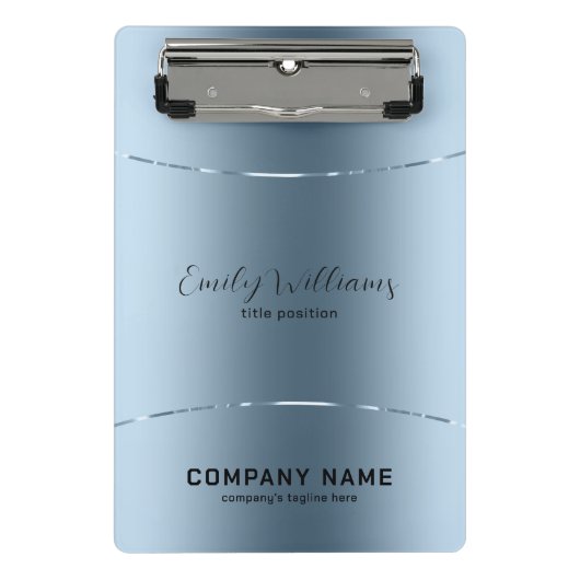 Modernes, metallisch blaues Edelstahl-Aussehen Mini Klemmbrett (Vorderseite)