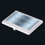 Modernes, metallisch blaues Edelstahl-Aussehen Visitenkarten Dose<br><div class="desc">Modernes,  einfaches,  minimalistisches Bild eines blauen metallischen Hintergrunds aus Edelstahl mit einem glänzenden blauen Akzent.</div>