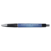 Modernes, metallisch minimales Blue Job Name Pen Kugelschreiber (Vorderseite)