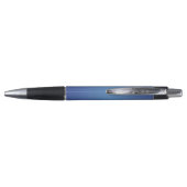 Modernes, metallisch minimales Blue Job Name Pen Kugelschreiber (Rückseite)